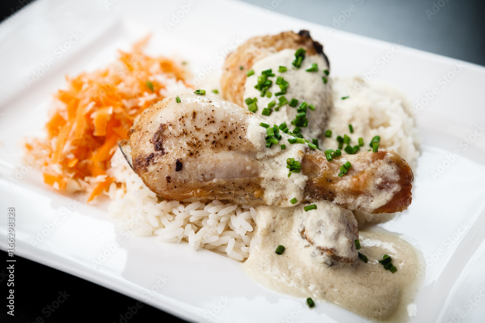 Chicken legs with rice