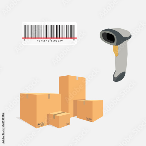Boxes and barcode scanner