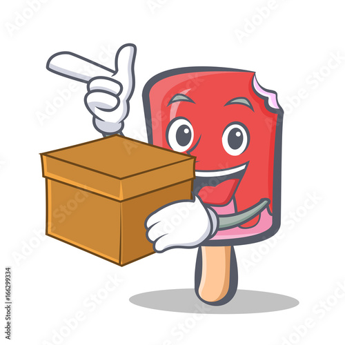 ice cream character cartoon with box