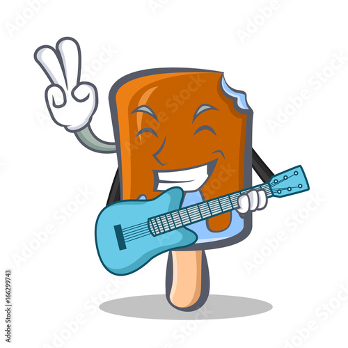 ice cream character cartoon with guitar