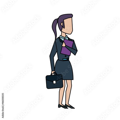 business woman carrying briefcase avatar icon image vector illustration design 