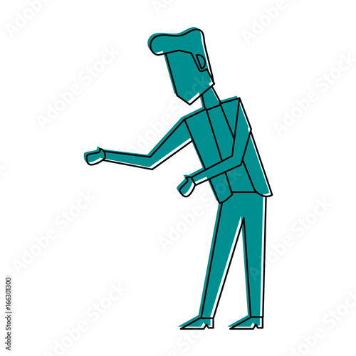 man talking and moving arms avatar icon image vector illustration design  blue color