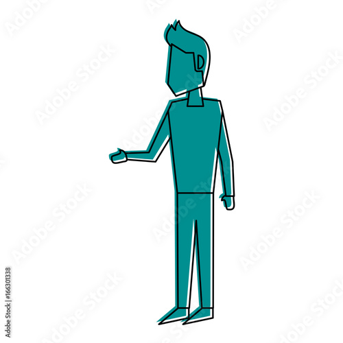 man talking and moving arms avatar icon image vector illustration design  blue color