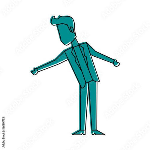 man talking and moving arms avatar icon image vector illustration design  blue color