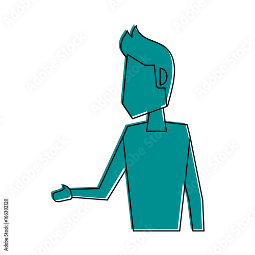 man talking and moving arms avatar icon image vector illustration design  blue color