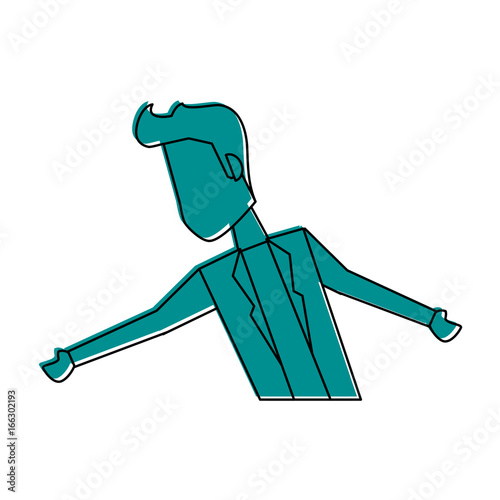 man talking and moving arms avatar icon image vector illustration design  blue color