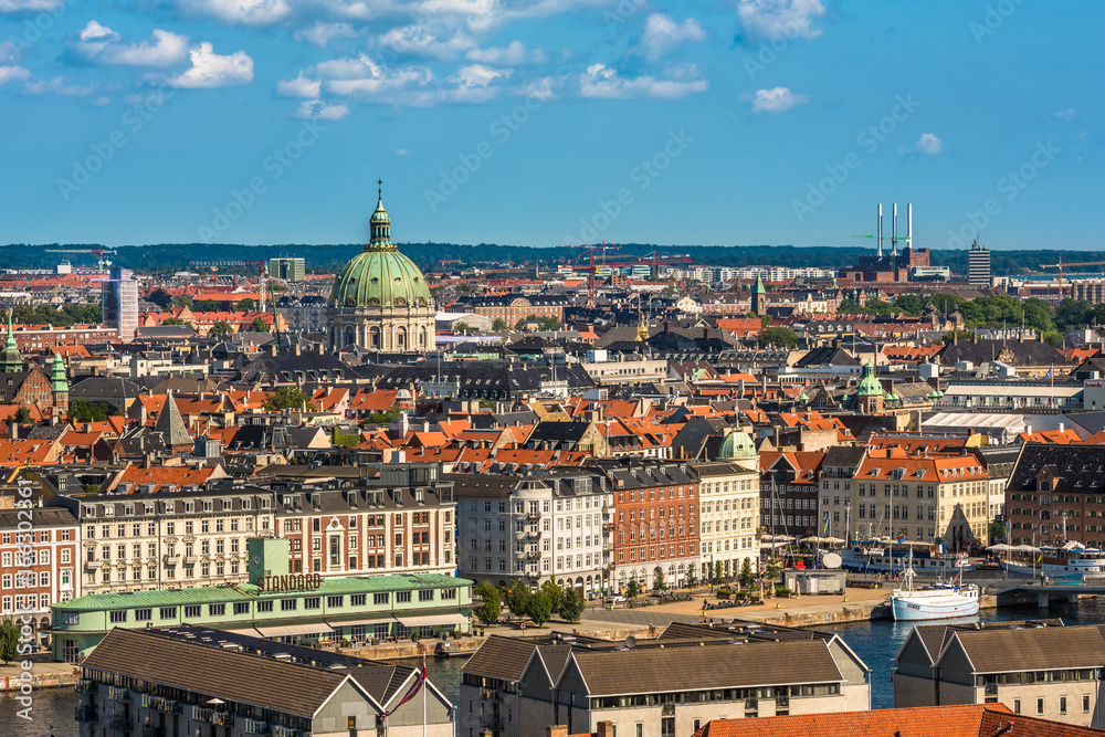 Aerial view of Copenhagen city center, Denmark