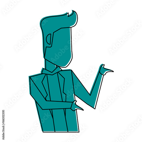 man talking and moving arms avatar icon image vector illustration design  blue color