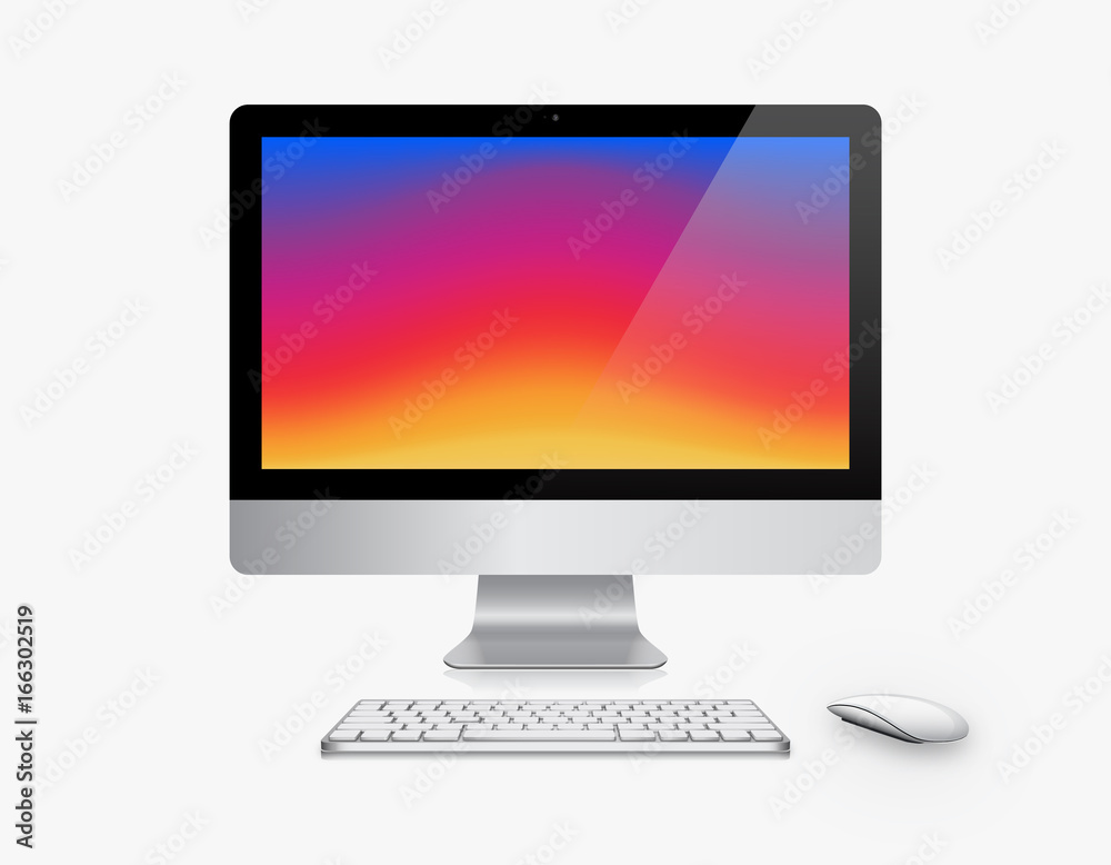Device Set of Realistic Computer Monitor, Keyboard and Mouse with ...