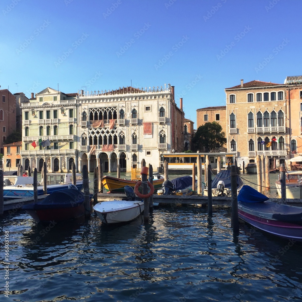 Gondola's parking in Canal Grande (Venice, Italy)