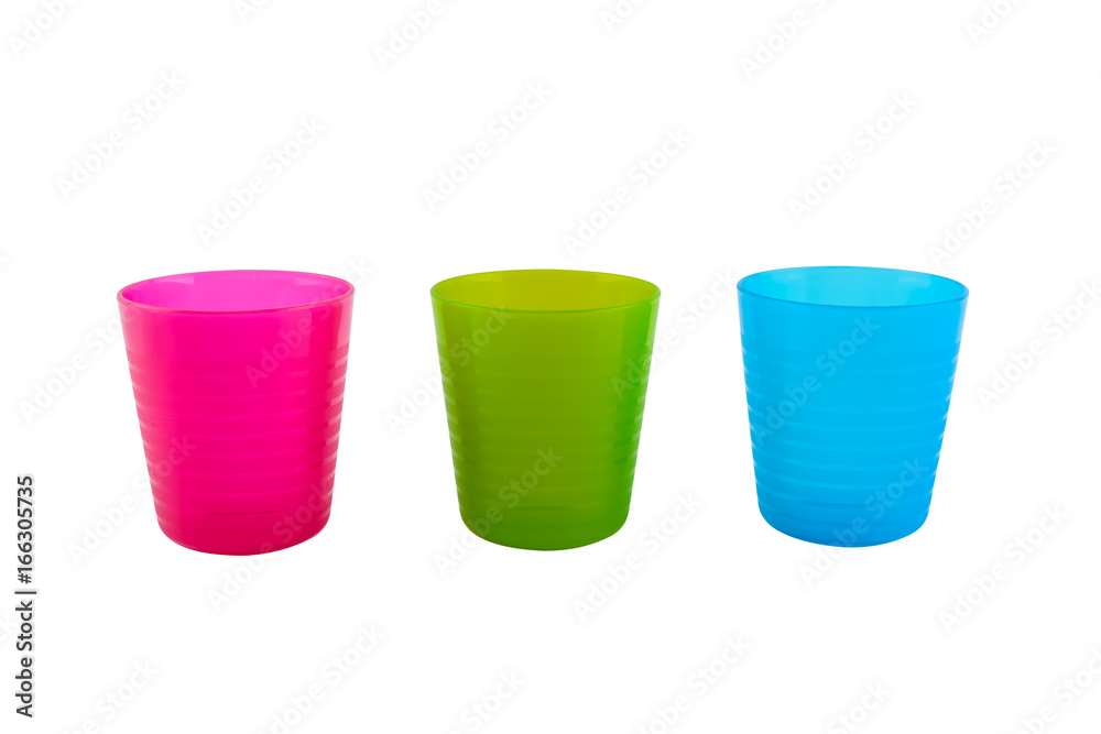 Colorful plastic glass isolated on white background Colorful plastic glass isolated on white background