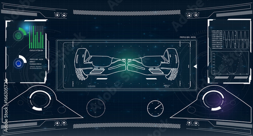 Futuristic user interface for GyroScooter. Abstract virtual graphic touch user interface. HUD. Hi-tech basic. white elements. UI hud infographic interface screen monitor radar set web elements