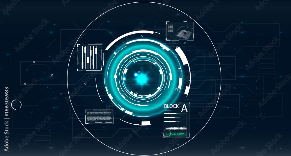 Radar screen. Vector illustration for your design. Technology background. Futuristic user interface. HUD.
