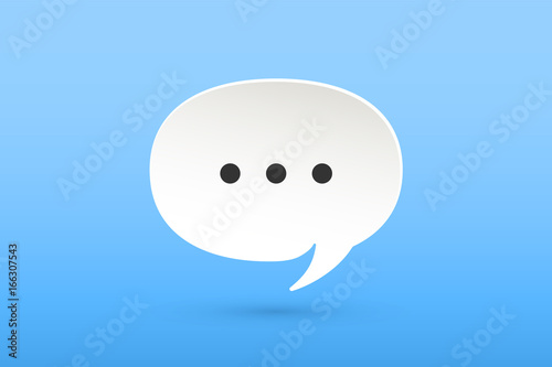 Icon of white paper cloud talk for chat, internet, business presentation, mobile app. Poster with bubble, shadow and text message. Inspiration colorful concept. Vector Illustration