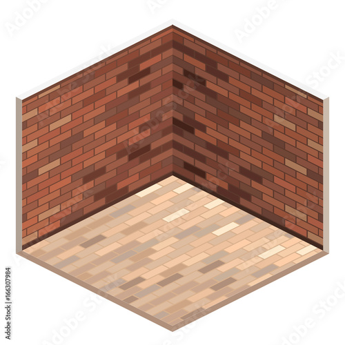 loft apartment with brick wall. empty room. White illustration room