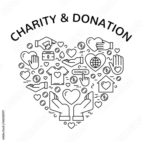 Charity and donation icon set
