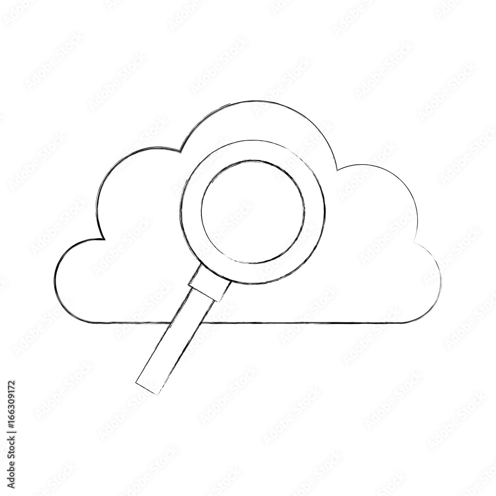 cloud computing with magnifying glass vector illustration design cloud computing with magnifying glass vector illustration design