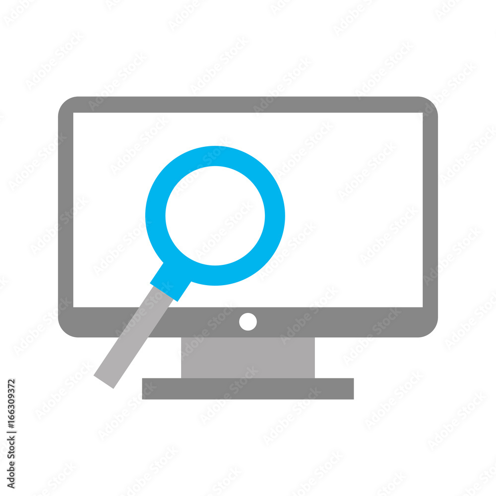 computer desktop with magnifying glass vector illustration design computer desktop with magnifying glass vector illustration design