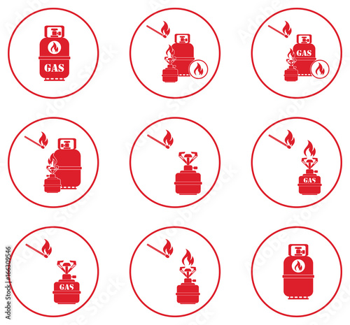 Set of camping stove and gas bottle icons