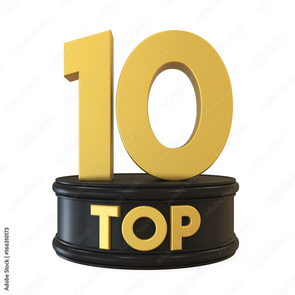 Fotografie Top 10 on Podium Isolated