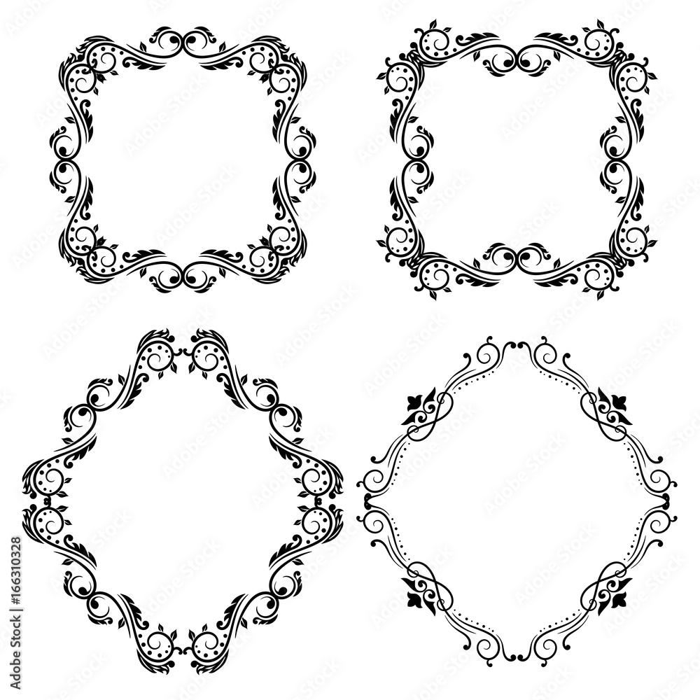 Obraz premium Geometrical shape ornaments. Vintage black frames