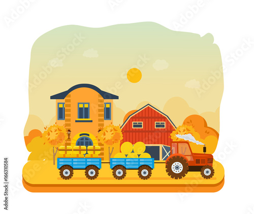Agriculture and farming. Agribusiness. Rural landscape. Farm and farmland.