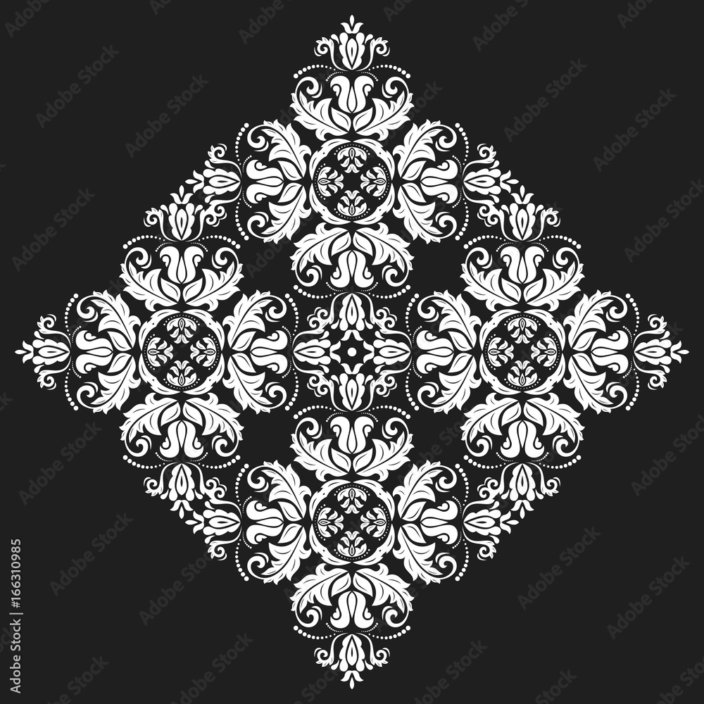 Elegant white ornament in classic style. Abstract traditional pattern with oriental elements, Classic vintage pattern