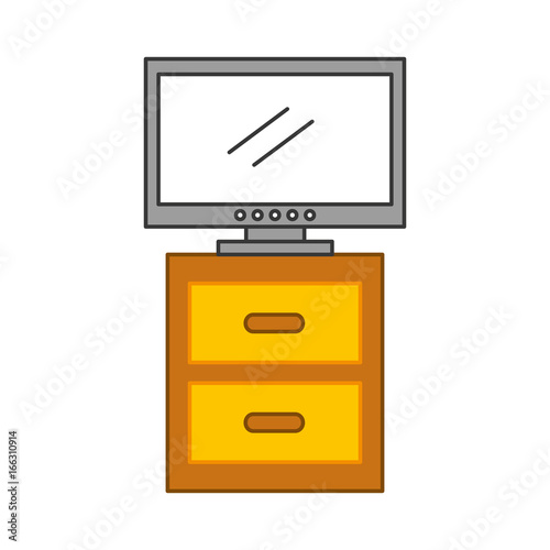 nightstand with tv plasma isolated icon vector illustration design