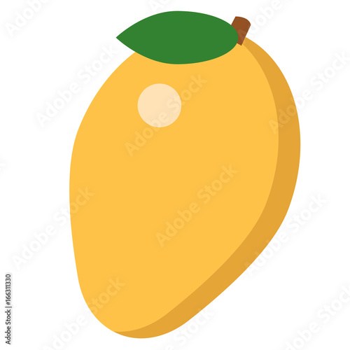 Mango fresh juicy tropical fruit icon, vector illustration flat style design isolated on white. Colorful graphics