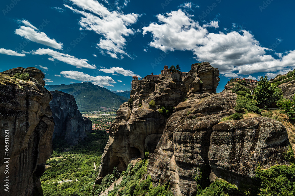 Meteora, a formation of immense monolithic pillars and hills-like huge rounded boulders, Kalambaka, Greece