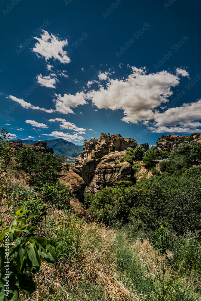 Meteora, a formation of immense monolithic pillars and hills-like huge rounded boulders, Kalambaka, Greece