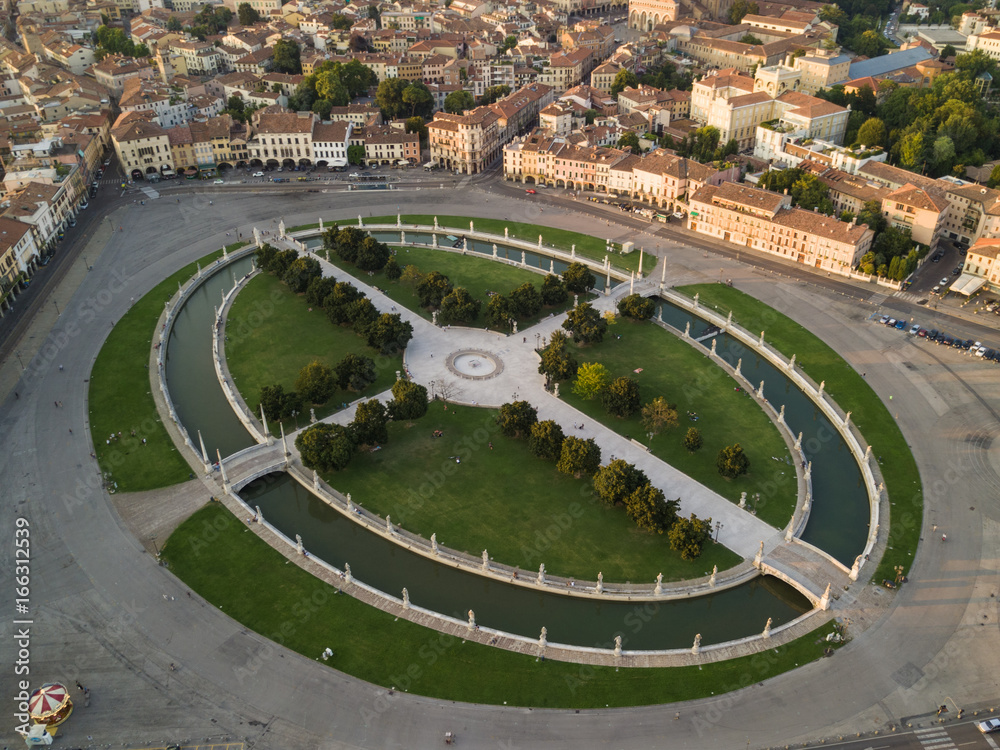 Prato Della Valle in Padua, Italy. Aerial view photo.