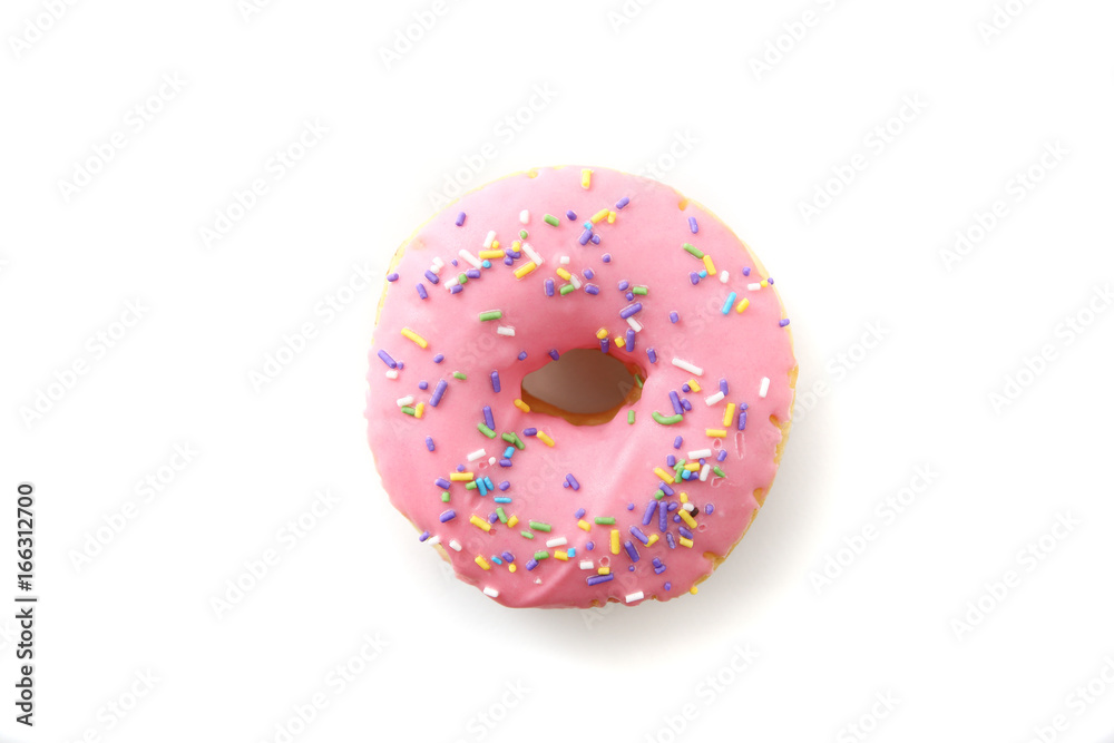 Strawberry chocolate donut isolated in white background Strawberry chocolate donut isolated in white background