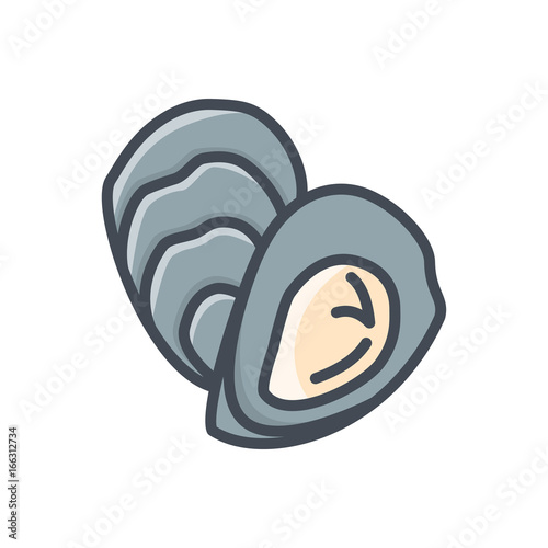 Seafood Food colored icon oyster