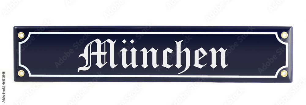 Metal banner with city name Munich