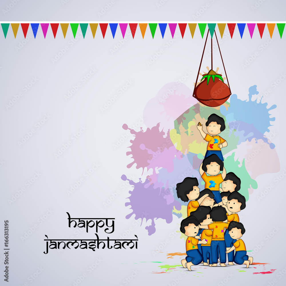 Φωτογραφία illustration of element of  hindu festival Janmashtami background