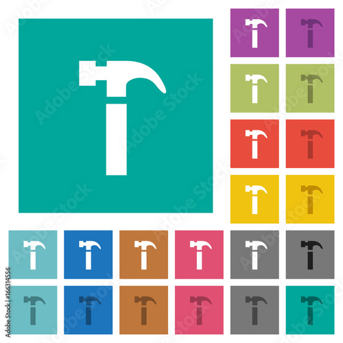 Single hammer square flat multi colored icons