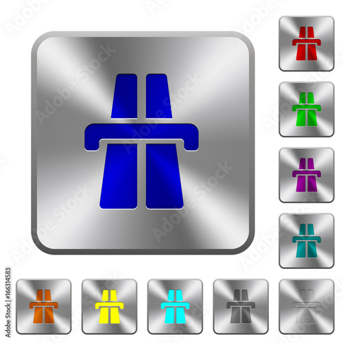 Highway rounded square steel buttons