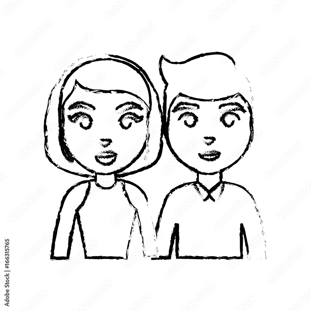 cartoon happy couple icon
