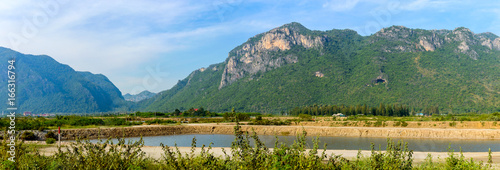Landscape with rivers and hills in the Khao Sam Roi Yot National park south of hua hin in thailand