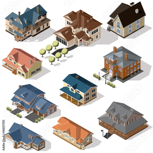 Isometric High Quality City Street Urban Buildings