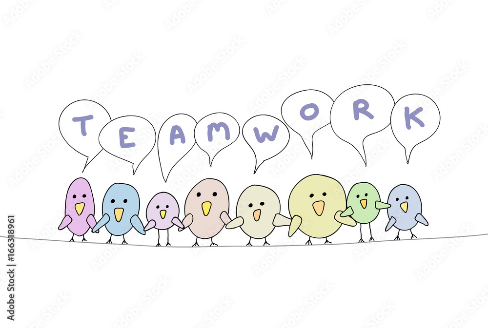 Teamwork Cartoon Bird Line Stock Vector | Adobe Stock Teamwork Cartoon Bird Line Stock Vector | Adobe Stock