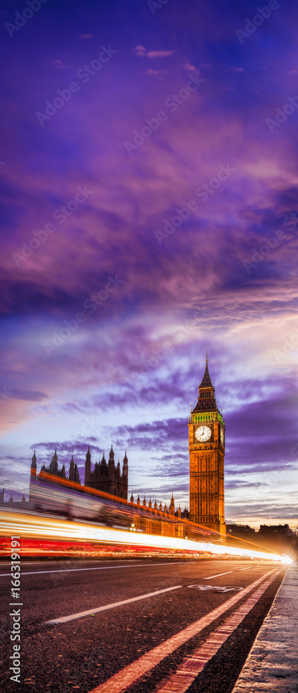 Big Ben with bridge in the evening, London, England, UK Big Ben with bridge in the evening, London, England, UK