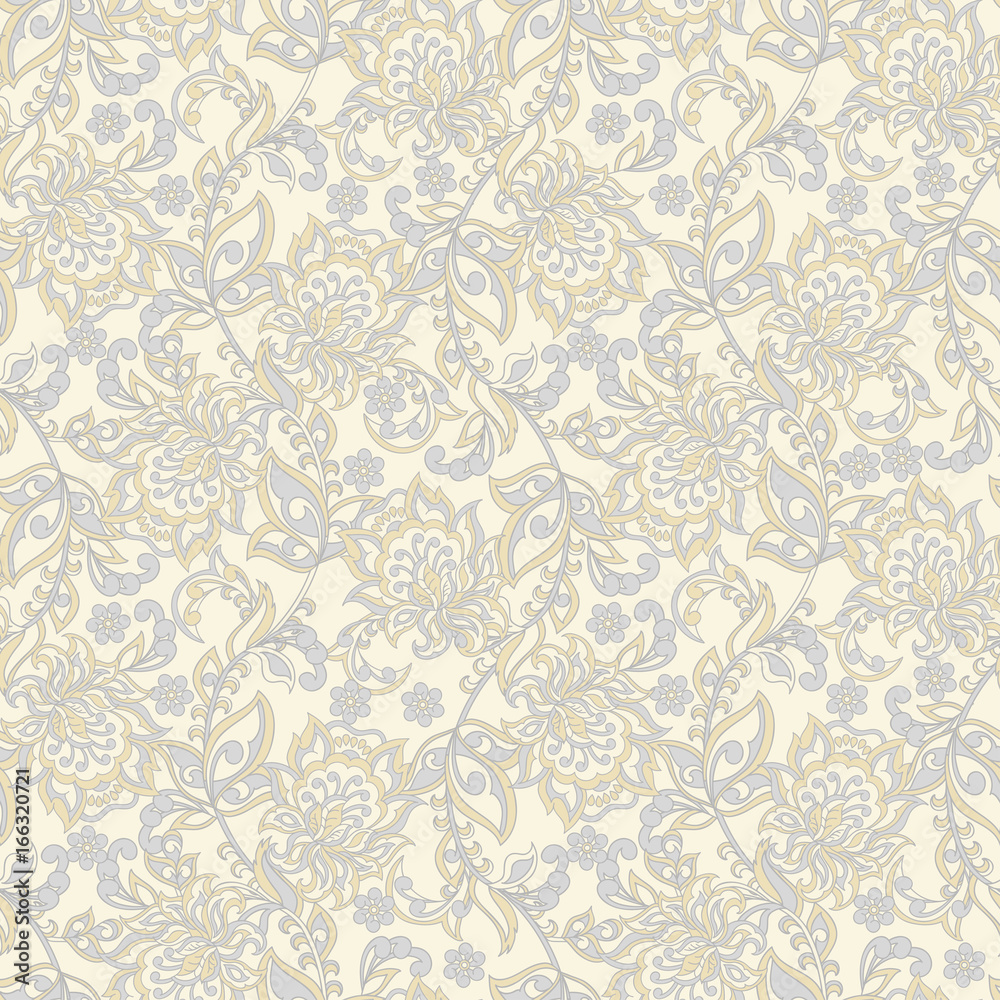 Damask style seamless floral pattern