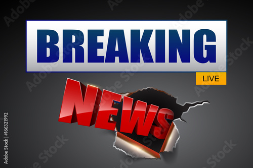 Breaking news banner design, vector background