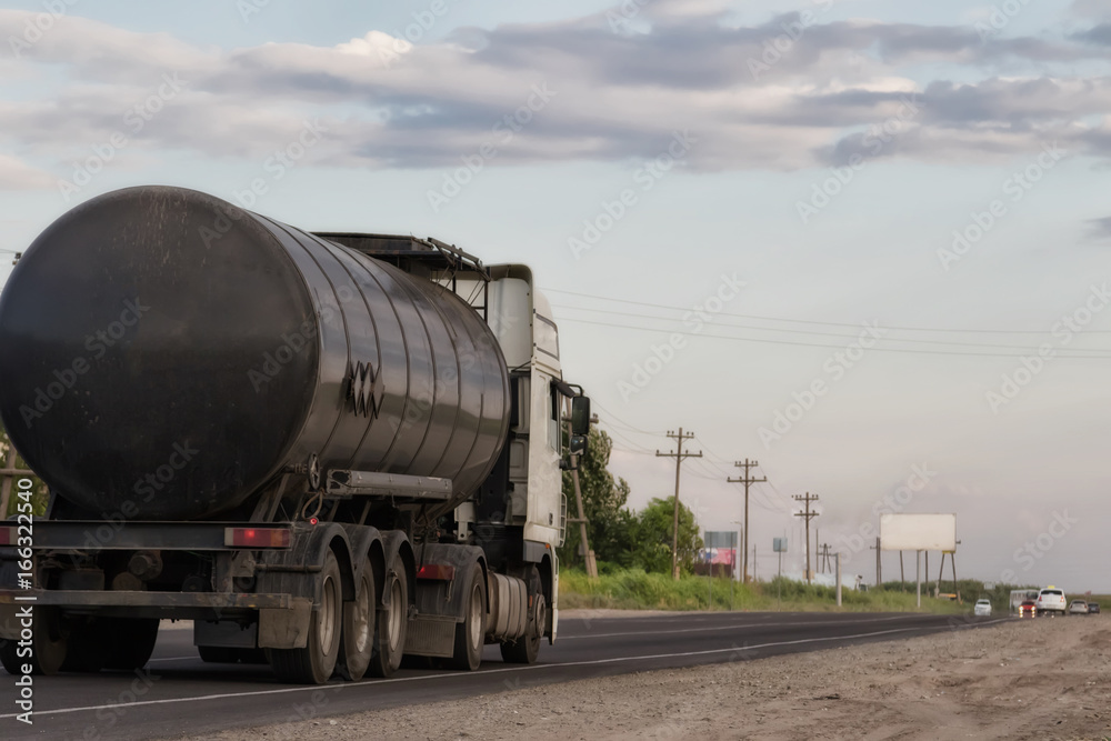 truck with fuel tanker at road truck with fuel tanker at road