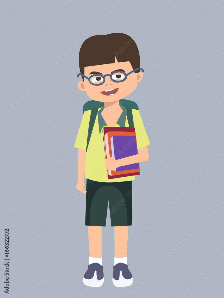 kid with books going to school vector cartoon