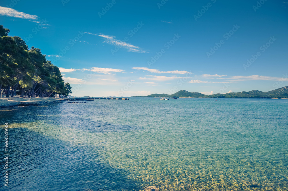 Adriatic Sea Croatia Europe. Landscape and nature. Ocean blue sky. Warm summer day