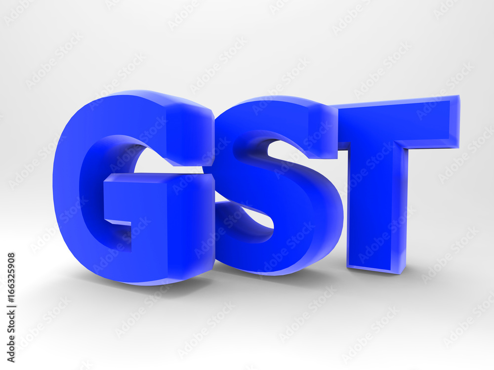 GST 3d text word GST 3d text word