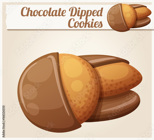 Chocolate dipped cookies. Cartoon vector illustration. Series of food and drink and ingredients for cooking.